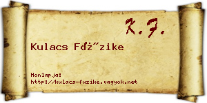 Kulacs Füzike névjegykártya
